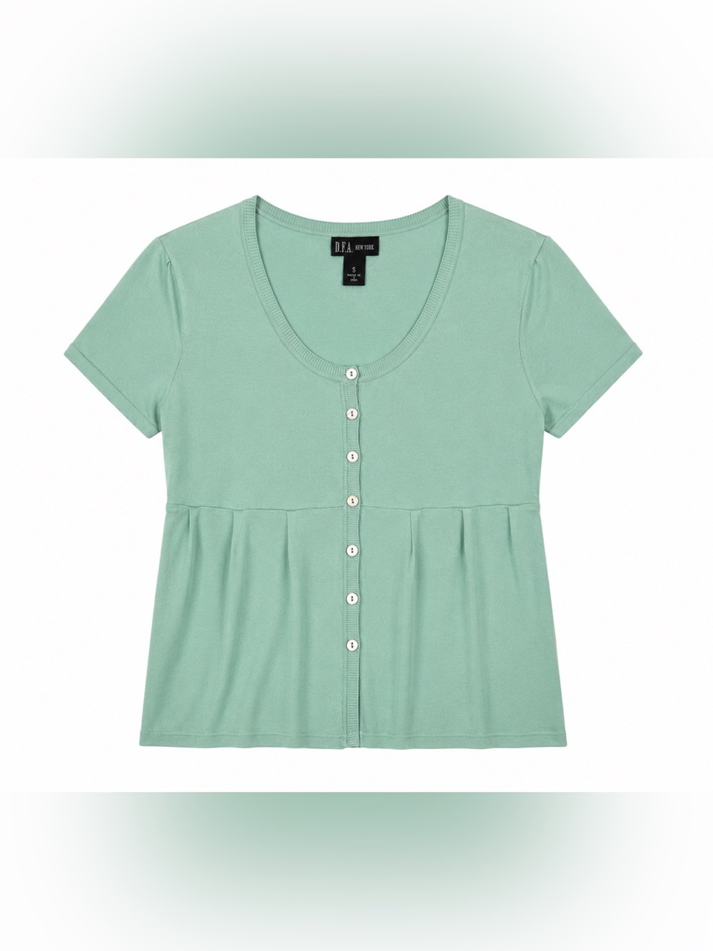 DFA New York NWT Cotton Blend Y2K Button-Front Short Sleeve Sweater- S